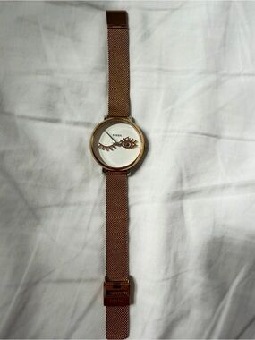 Fossil Rose Gold Wink Eye Watch ES4414 | Mesh Strap Statement Watch